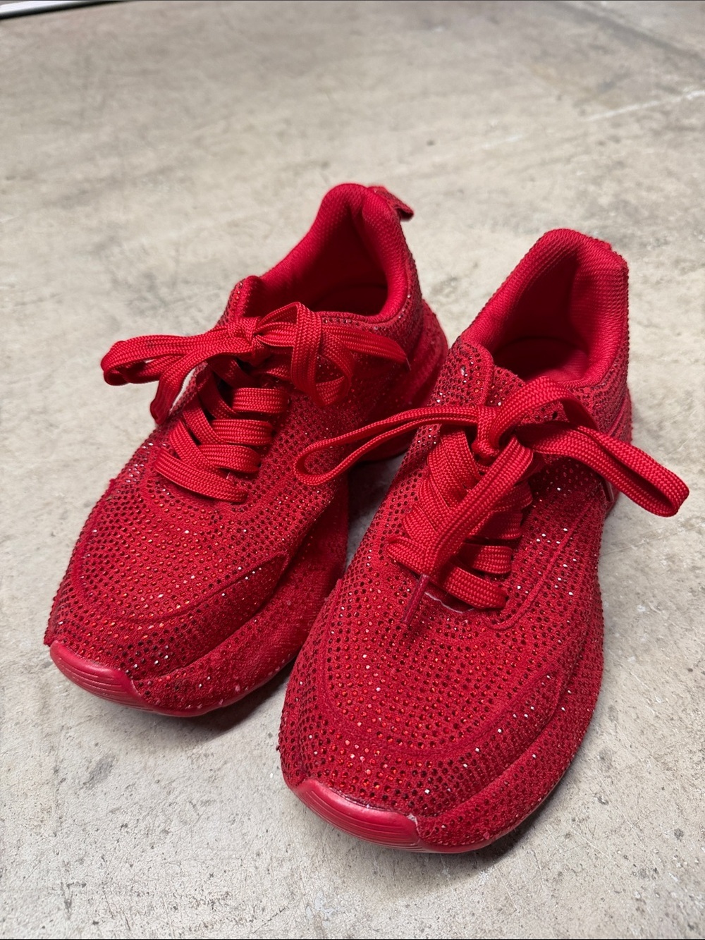 Red Rhinestone Platform Sneakers Women’s 7 - Picture 2 of 16